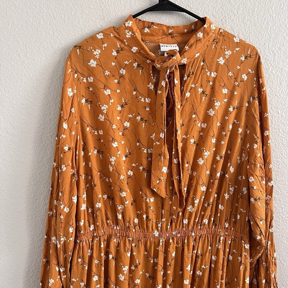 1X XL Floral Maxi Tiered Dress Cottagecore Boho Prairie Bow Ruffles Yellow - Picture 5 of 12